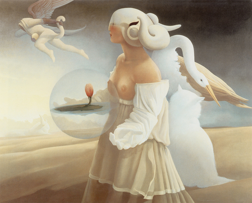 michael_parkes_the_lotus、Michael Parkes、Illustrations、fantasy、童话、realism、浪漫与忧伤