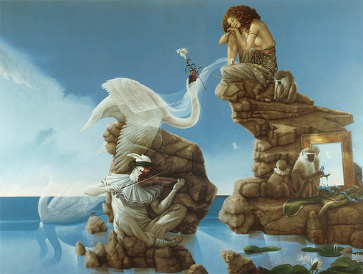 michael_parkes_swan_lake2、Michael Parkes、Illustrations、fantasy、童话、realism、浪漫与忧伤