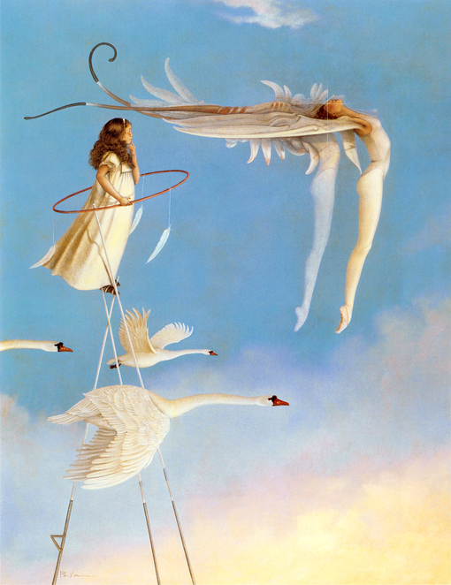 michael_parkes_swan_spirit、Michael Parkes、Illustrations、fantasy、童话、realism、浪漫与忧伤
