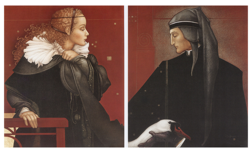 michael_parkes_dante_and_beatrice、Michael Parkes、Illustrations、fantasy、童话、realism、浪漫与忧伤