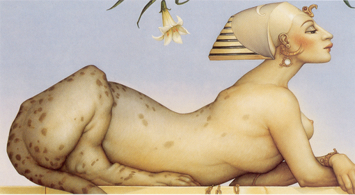 michael_parkes_white_sphinx、Michael Parkes、Illustrations、fantasy、童话、realism、浪漫与忧伤