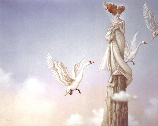 michael_parkes_crescent_moon、Michael Parkes、Illustrations、fantasy、童话、realism、浪漫与忧伤
