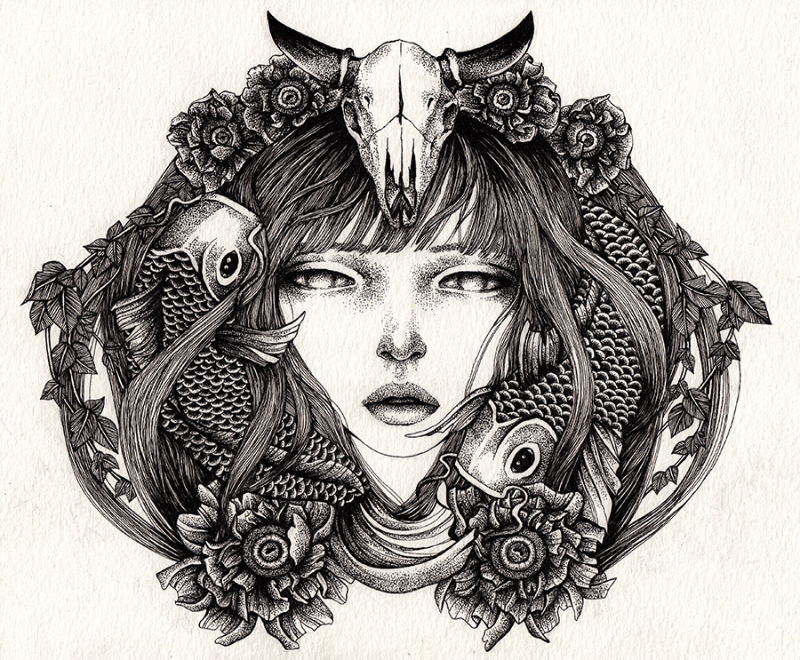Annita Maslov - Dotwork Illustrations - Creativitea