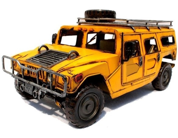 Handmade Antique Tin Model Car-Hummer H1 Yellow