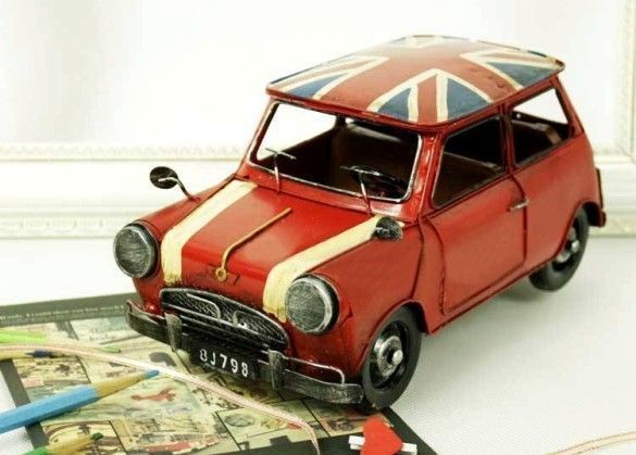 Handmade Auntque Tin Model Car-Mini Cooper