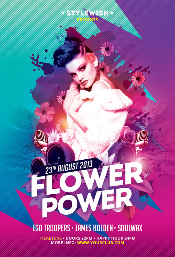 Flower Power Flyer炫彩海报设计