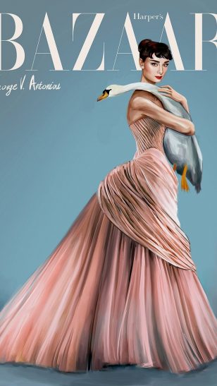 Audrey Hepburn - 塞浦路斯插画师 George V. Antoniou 绘画的奥黛丽·赫本肖像
