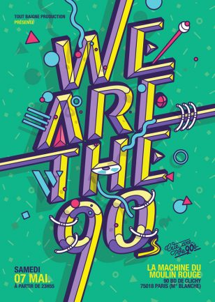 We are the 90's主题时尚字体海报