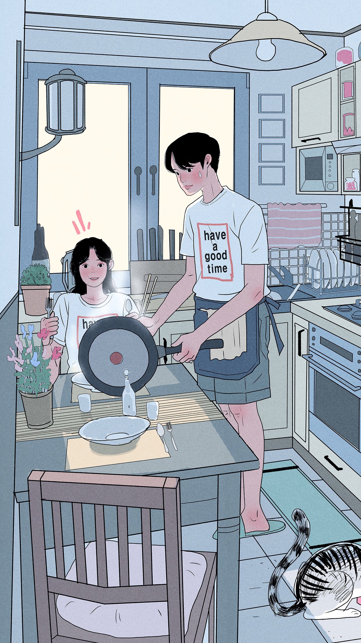 动漫壁纸 - 情侣套图 插画 素材 ins 韩系 … - 堆糖，美图壁纸兴趣社区