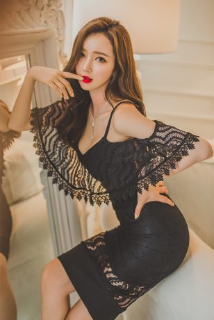 李妍静choicebabi蕾丝连衣裙套图