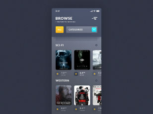 电影app 列表页面ui .psd素材下载