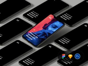 iPhone XR Isometric Mockup 样机 .fig .psd .sketch素材下载