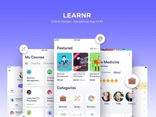 在线教育APP UI工具包 Learnr UI Kit .sketch .psd素材下载