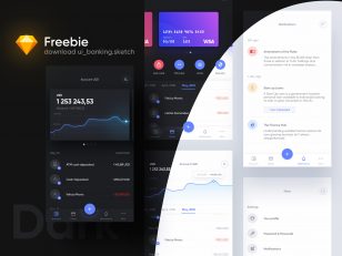 明暗两个主题银行app ui .sketch素材下载