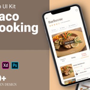 Caco Cooking 美食app ui kit .psd .xd .sketch素材下载