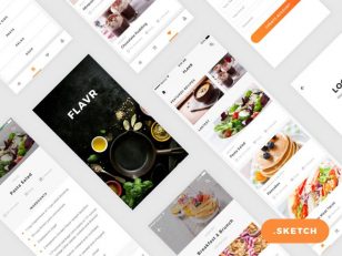 Flavr App iOS UI Kit skecth素材下载