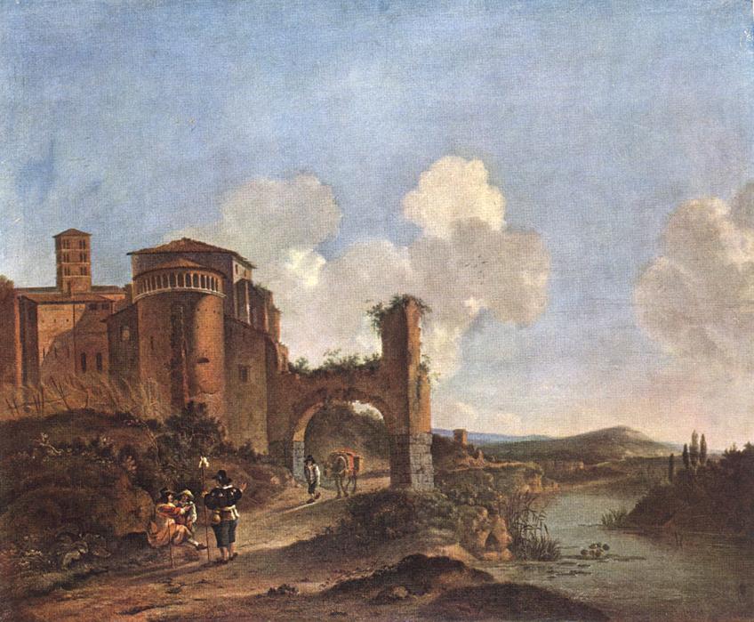 .荷兰《Italian Landscape with SS. Giovanni e Paolo in Rome》阿塞林Asselyn Jan