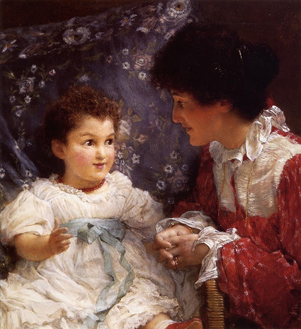 .英国《Mrs. George Lewis and Her Daughter Elizabeth》阿尔玛·塔德玛 Lawrence Alma-Tadema