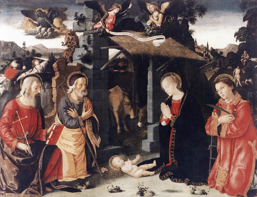 .意大利《Nativity with Sts Lawrence and Andrew》安东尼亚佐·罗马诺 antoniazzo romano