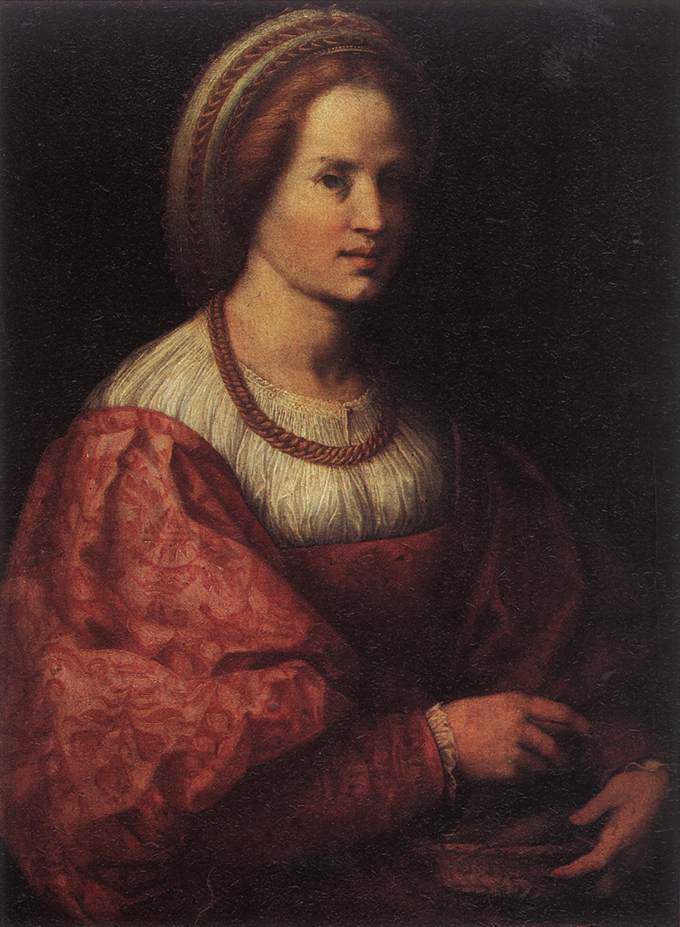 .意大利《Portrait of a Woman with a Basket of Spindles》安德烈·德尔·萨托Andrea del Sarto