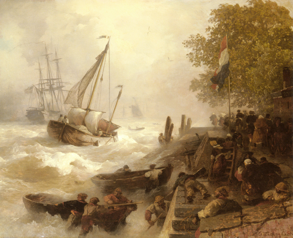 《Return To Harbour In Rough Seas》安德烈亚斯·阿亨巴赫Achenbach Andreas