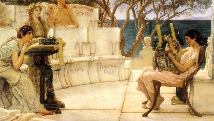 .英国《Sappho and Alcaeus》阿尔玛·塔德玛 Lawrence Alma-Tadema