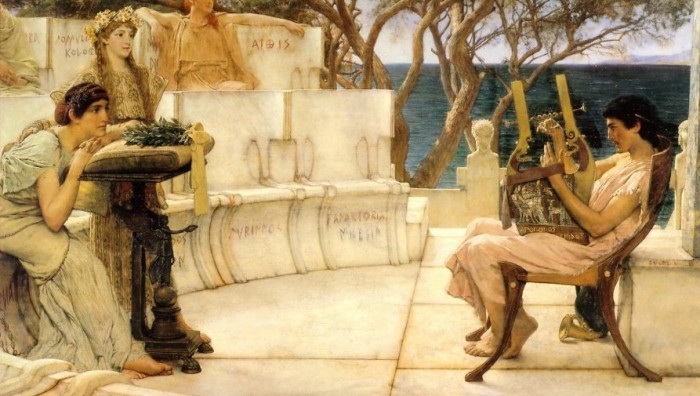 英国《Sappho and Alcaeus》阿尔玛·塔德玛 Lawrence Alma-Tadema