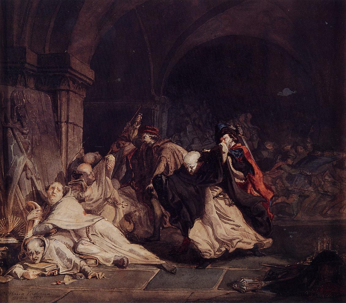 .英国《The Massacre of the Monks of Tamond》阿尔玛·塔德玛 Lawrence Alma-Tadema
