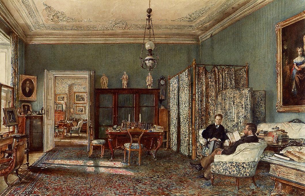 .奥地利《The Morning Room of the Palais Lanckoronski, Vienna》鲁道夫·冯阿尔特 Rudolf von Alt