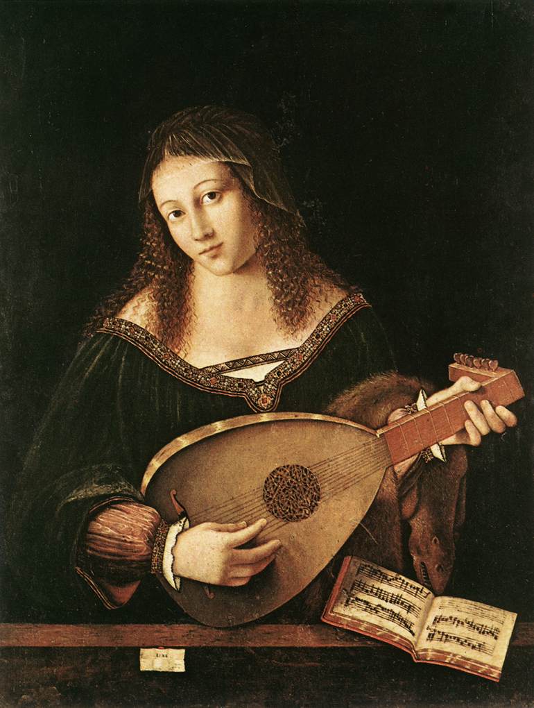 .意大利《Woman Playing a Lute》巴托罗密欧·维内托Bartolomeo Veneto
