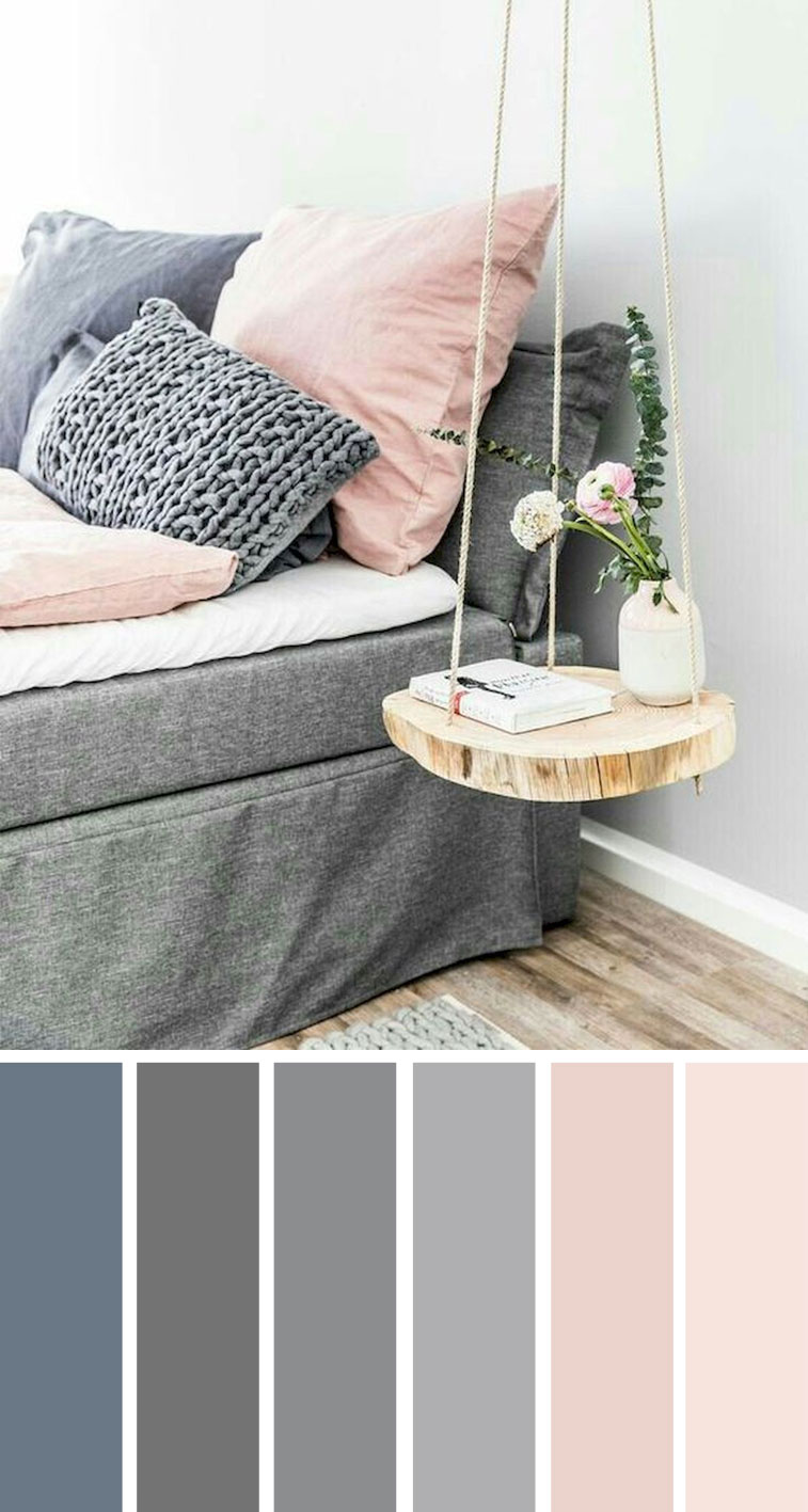 粉色和灰色卧室配色方案