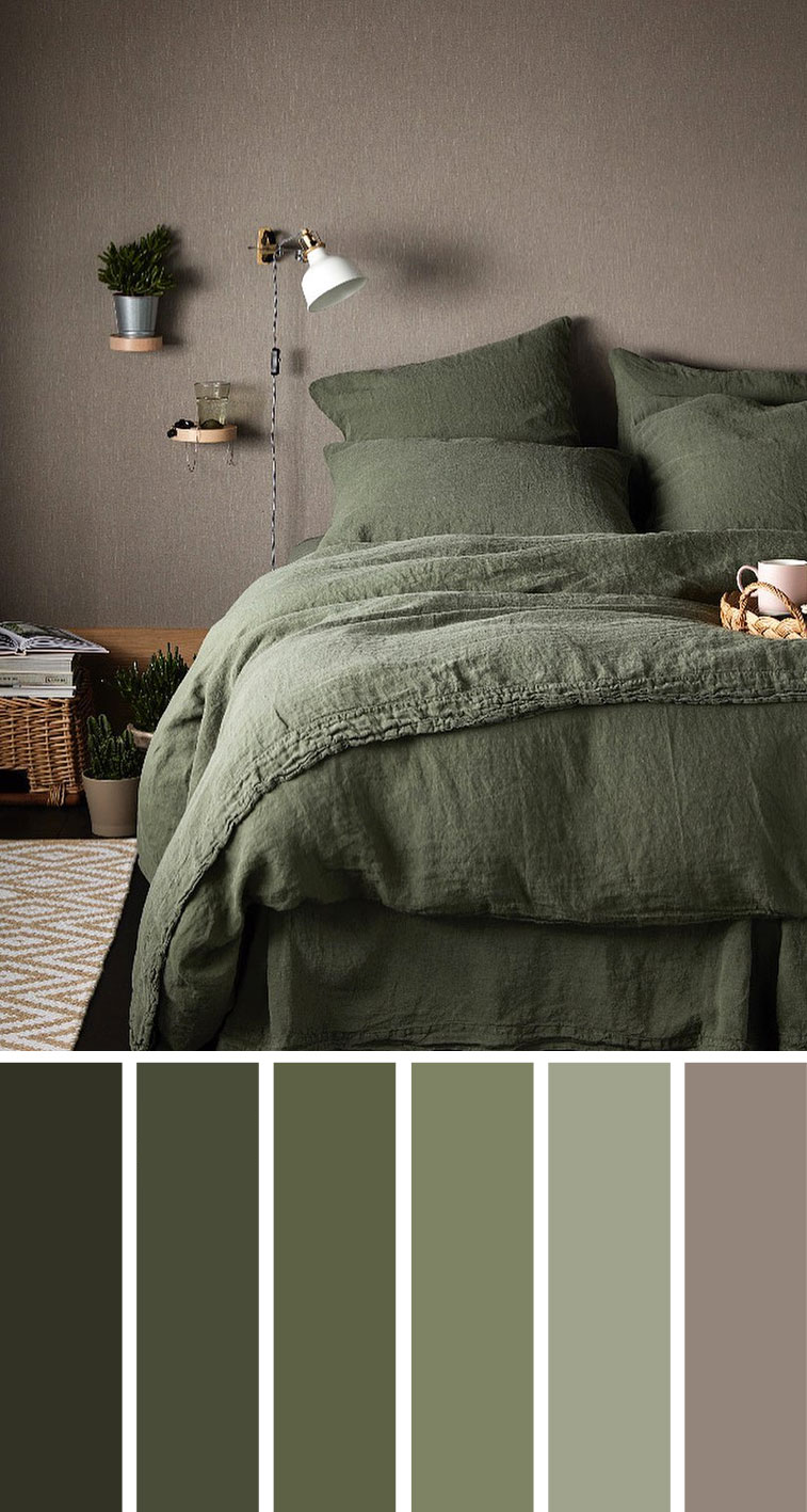 橄榄绿色 卧室配色方案