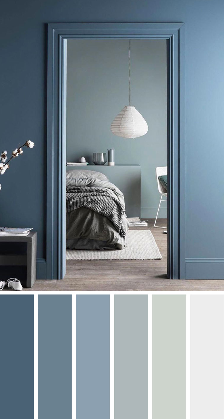 鸭蓝色和鼠尾草色调 卧室配色方案
