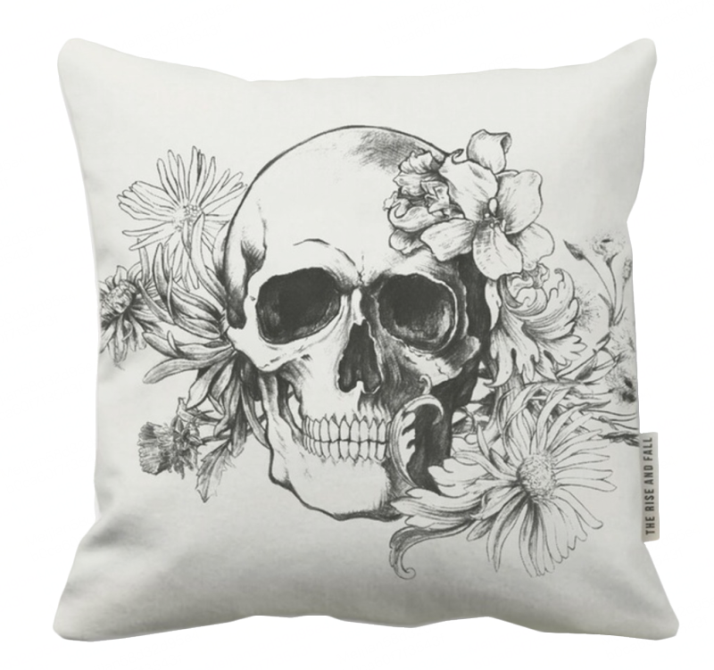 抱枕 Cotton 16” Pillow-Floral Skull Pillow