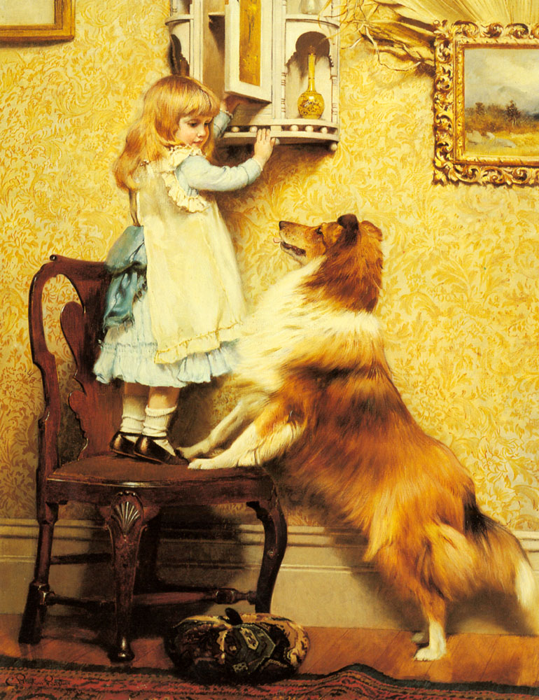 .《A Little Girl and her Sheltie》Charles Burton Barber查尔斯·伯顿·巴伯