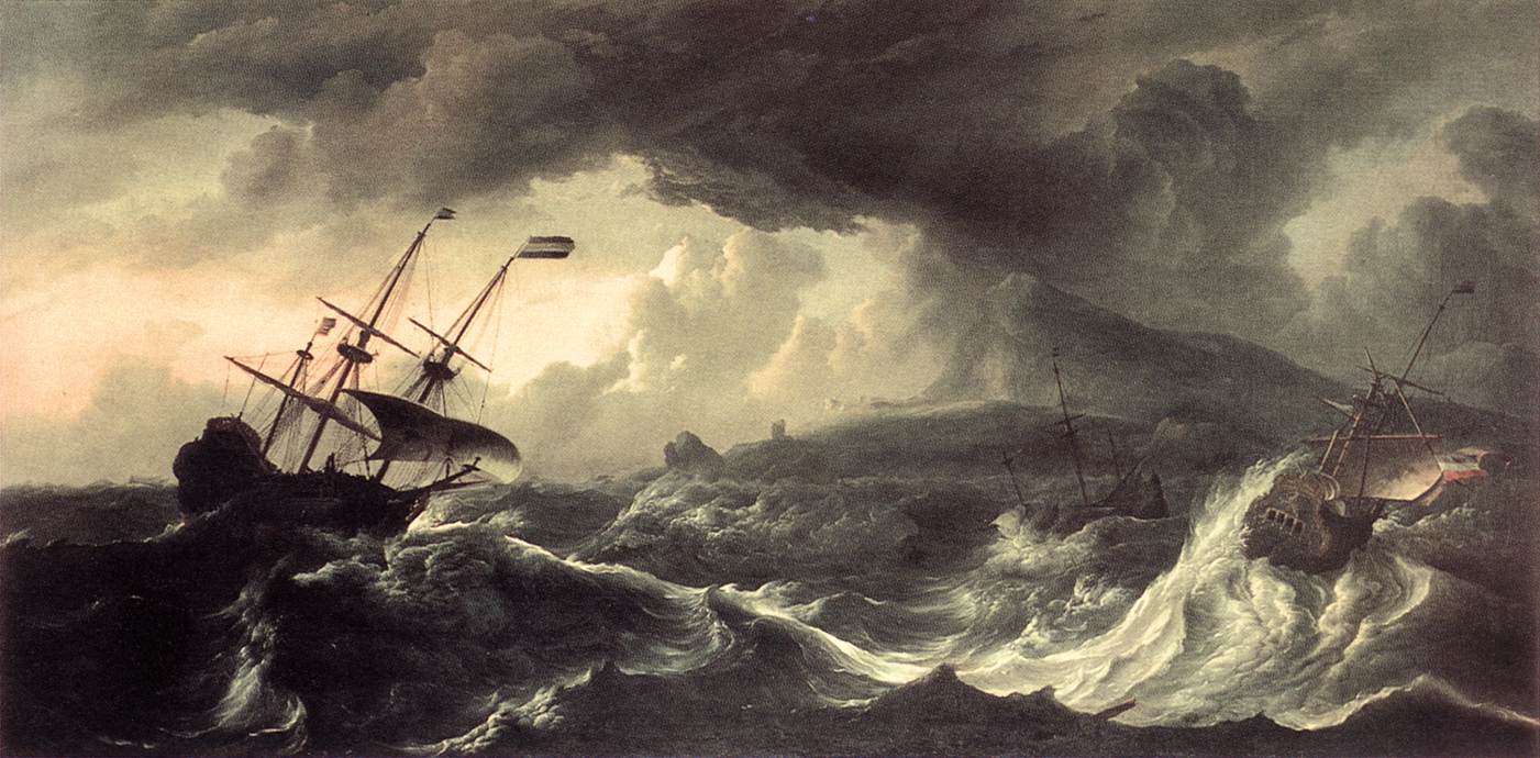 《Ships Running Aground in a Storm》ludolf backhuysen-卢多尔夫·巴克赫伊森-荷兰画家