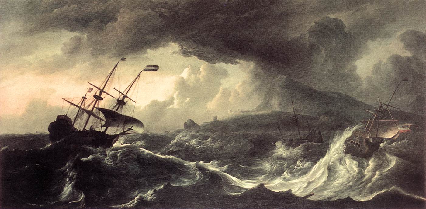 .《Ships Running Aground in a Storm》ludolf backhuysen-卢多尔夫·巴克赫伊森-荷兰画家