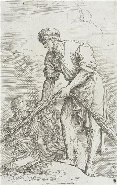 a Man Hauling a Net