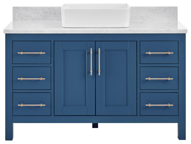 Kendall Deep Blue Bathroom Vanity With Vessel Sink, 48"